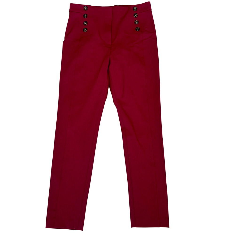 Ann Taylor high waisted sailor button slim ankle pants 22' burgundy‎ maroon 10